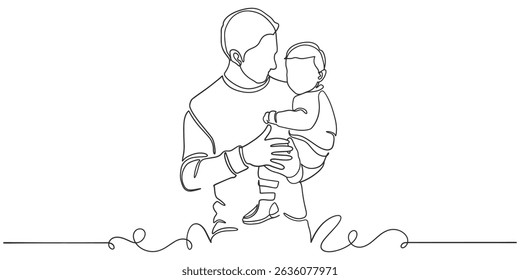 Pais dia linha arte estilo vetor ilustração, pai e filho linha arte ilustração