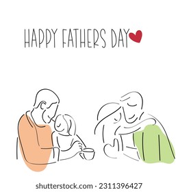 fathers day line art vector. minimal father and daughter print for tshirt designs. 