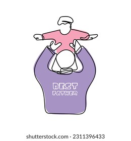 fathers day line art vector. minimal father and daughter print for tshirt designs. 