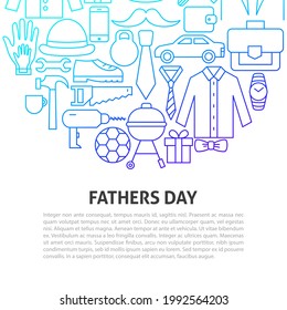 Fathers Day Line Concept. Vector Illustration of Outline Design.
