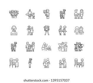 Fathers day line icons, signs, vector set, outline illustration concept 