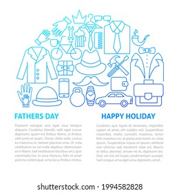Fathers Day Line Template. Vector Illustration of Outline Design.