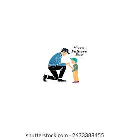 Father's day logo .Father and son going to walking. Front view of father and son walking embraced at the park, chatting and bonding. Father and son holding hands. Rear view of family walking in park.