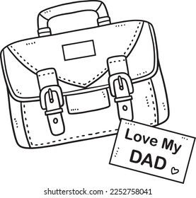 Fathers Day Love My Dad Isolated Coloring Page 