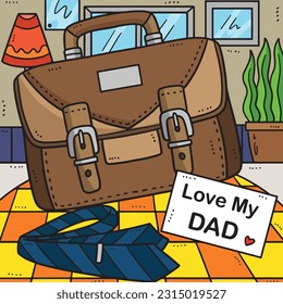 Fathers Day Love My Dad Colored Cartoon