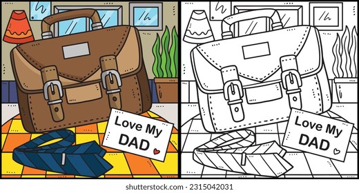 Fathers Day Love My Dad Coloring Page Illustration