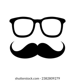 Fathers Day Moustache Glasses Isolated Vector Illustration