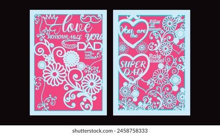 Father's day multilayer floral gift card illustration.
