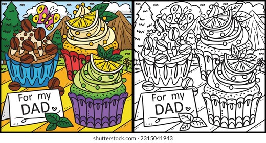 Fathers Day For My Dad Coloring Page Illustration