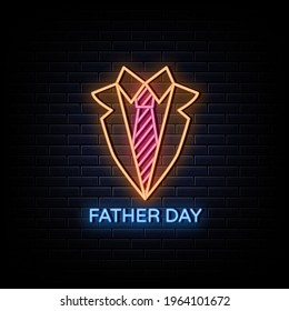 Father's Day neon sign, bright sign, light banner. Father's Day logo, emblem.