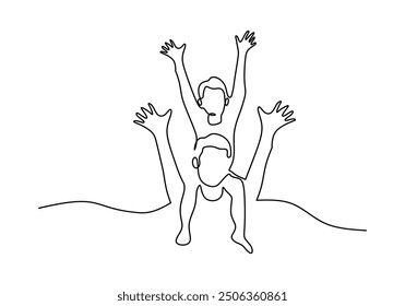 Día de los Padres Una Línea de Arte, Papá Cargando Niño Durmiente. Línea Minimalista Dibujado A Mano Ilustración vectorial De Contorno.