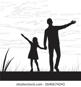 Father's Day outline design – celebrating dads with love, strength, and support. Perfect for cards, posters, and creative projects.
