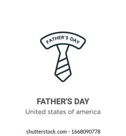Father's day outline vector icon. Thin line black father's day icon, flat vector simple element illustration from editable united states of america concept isolated stroke on white background