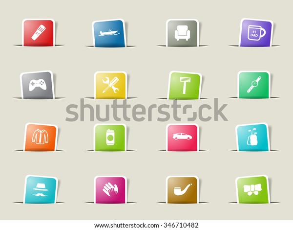 Fathers day paper icons for\
web