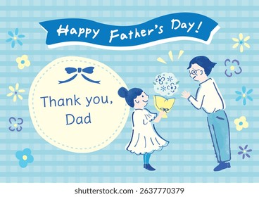 Father's Day Parent and Child Dad and Child Cute Hand-drawn Vector Illustration Banner Material