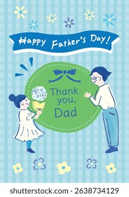 Father's Day Parent and Child Dad and Child Cute Hand-drawn Vector Illustration Banner Material