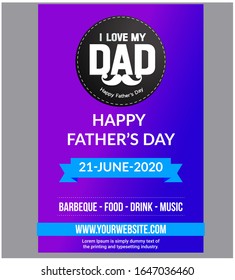 Father's Day party flyer, Poster or banner. Happy father's day vector illustration greeting card vector illustration. Vector illustration of a background or poster for International Men's Day.