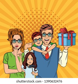 Fathers day pop art cartoons