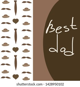 Father's Day postcard with a background of hats and ties and a template. vector doodle
