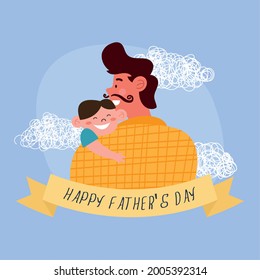 fathers day postcard with dad and son