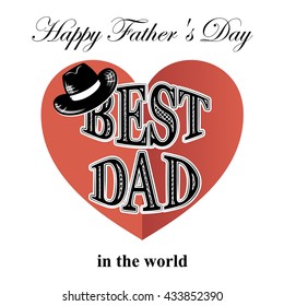 Fathers day, postcard in retro style, vector illustration