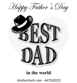Fathers day, postcard in retro style, vector illustration