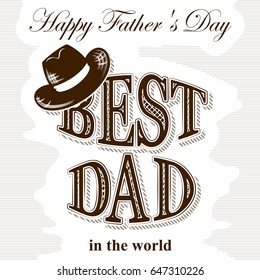 Fathers day, postcard in retro style, vector illustration