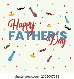 Father's Day poster or banner template with necktie and mustache.