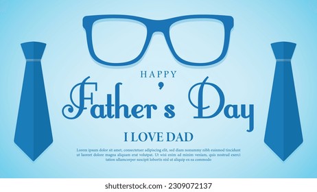 fathers Day poster or banner template with symbol of Dad glasses