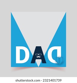 Father's Day poster, banner template with necktie and gift box on blue background, Promotion and shopping template for love dad, Father's Day in flat lay styling