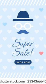 Father's day Poster banner template. cute vector illustration for social media, greeting card, shop, invitation, discount, sale, flyer, decoration.