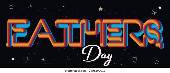 Father's Day poster or banner template with necktie and gift box on blue background.Greetings and presents for Father's Day in flat lay styling.Promotion