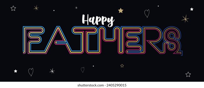 Father's Day poster or banner template with necktie and gift box on blue background.Greetings and presents for Father's Day in flat lay styling.Promotion