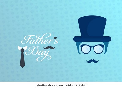 Father's Day poster or banner template with necktie and gift box on blue background.Greetings and presents for Father's Day. Promotion and shopping template for love dad