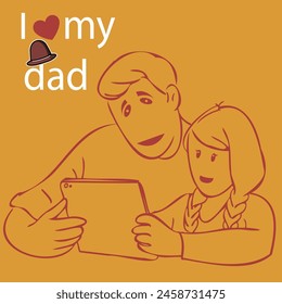 Father's Day poster or banner template with lovely background.Greetings and presents for Father's Day in flat lay styling.Promotion and shopping template for love dad