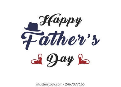 Father's Day poster or banner template with symbol of Dad from hat ,glasses and mustache. Greetings and presents for Father's Day in flat lay styling. Happy Father's Day template.