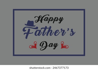 Father's Day poster or banner template with symbol of Dad from hat ,glasses and mustache. Greetings and presents for Father's Day in flat lay styling. Happy Father's Day template.