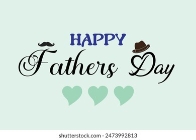 Father's Day poster or banner template with necktie and mustache on blue background.Greetings and presents for Father's Day in flat lay styling.Promotion and shopping template for love dad