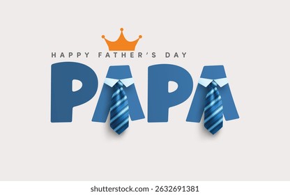 Father's Day poster or banner template with mustache and necktie on gray background.Greetings and presents for Father's Day in flat lay styling.Promotion and shopping template for love dad