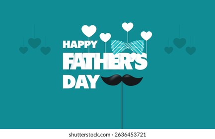 Father's Day poster or banner template with symbol of Dad from hat,glasses and mustache.Greetings and presents for Father's Day in flat lay styling.Promotion and shopping template for love dad