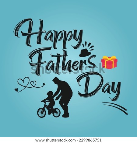 Father's Day poster or banner template with necktie and gift box on blue background