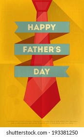 Father's Day Poster with Big Tie. Flat Design. Retro Style. Vector Illustration.