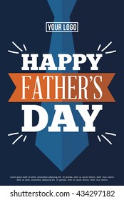 Fathers day poster. blue background with tie. vector illustration.