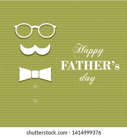 Fathers day poster, designed in beautiful background. Stylish man in glasses, mustache, butterfly tie and shirt. Card that you can use for Happy Father's Day celebrations.