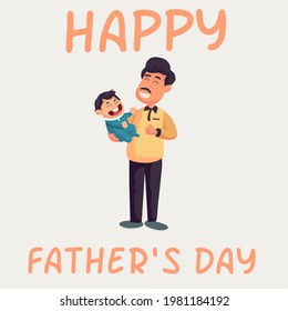 father's day poster, with father and son illustration, happy father's day text, simple and elegant design, designs for father's day greeting cards, posters, stickers, vector illustrations.