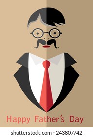 Father's Day Poster. Flat Design.  Vector Illustration.