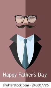 Father's Day Poster. Flat Design.  Vector Illustration.