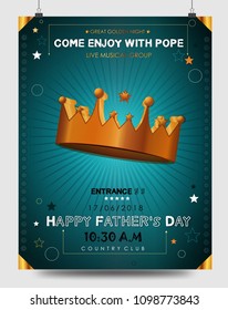 Father's Day poster, with a golden crown. illustation vector