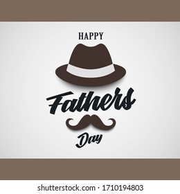 Fathers Day poster with hat and mustache in brown design