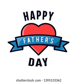 Father's Day Poster with Love, and Ribbon. Filled Outline Design. For banner, poster, and more